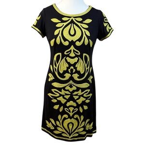 INC Petite Black Pima Cotton Embroidered Sheath Dress PS date night